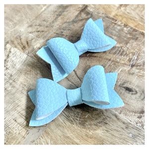 Leather Bows- sky blue